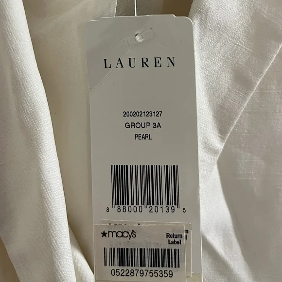 NWT Lauren Ralph Lauren Vintage Y2K Cream Ivory Silk Linen Blazer Jacket Size 12